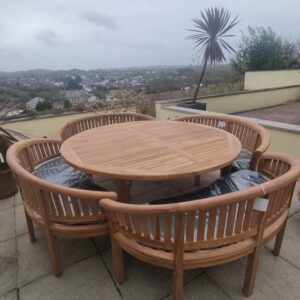 Hard wearing luxury teak dining set from Kingsley Smythe