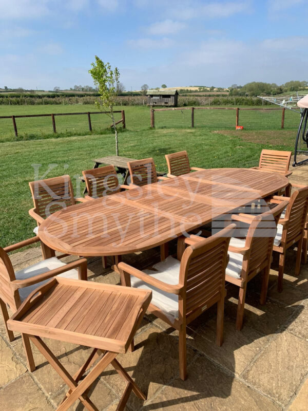 Superb 10 Seater Teak Garden Dining Set Kingsley Smythe