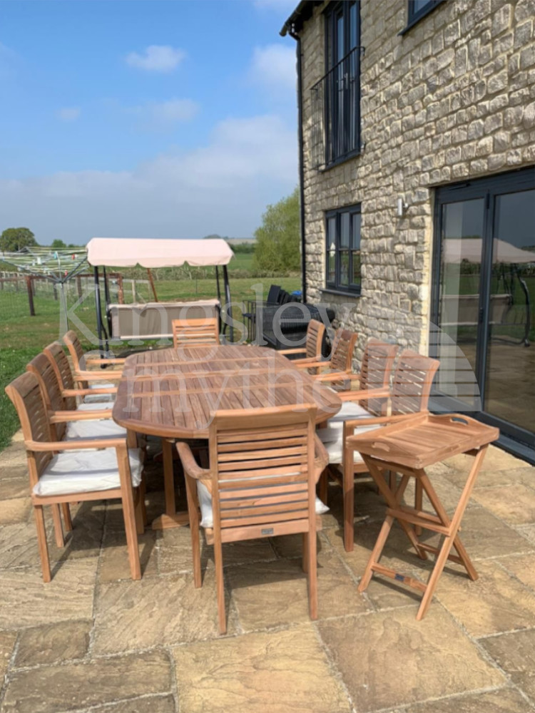 Superb 10 Seater Teak Garden Dining Set Kingsley Smythe