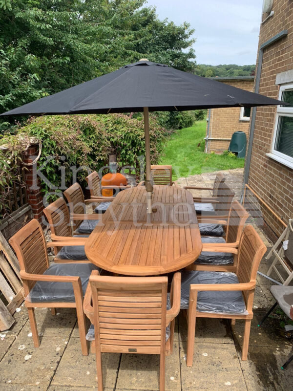 Superb 10 Seater Teak Garden Dining Set Kingsley Smythe - Wooden Garden Patio Set With Parasol Superb 10 Seater Teak Garden Dining Set Kingsley Smythe - Wooden Garden Patio Set With Parasol