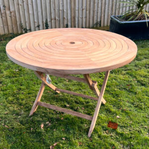 Round Teak Folding Garden Table from Kingsley Smythe