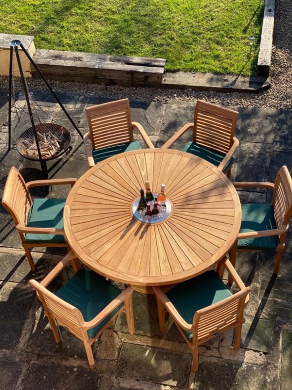 Stylish Teak Garden Dining Set For 6 In Built Ice Bucket Stylish Teak Garden Dining Set For 6, How To Keep Teak Furniture Looking New