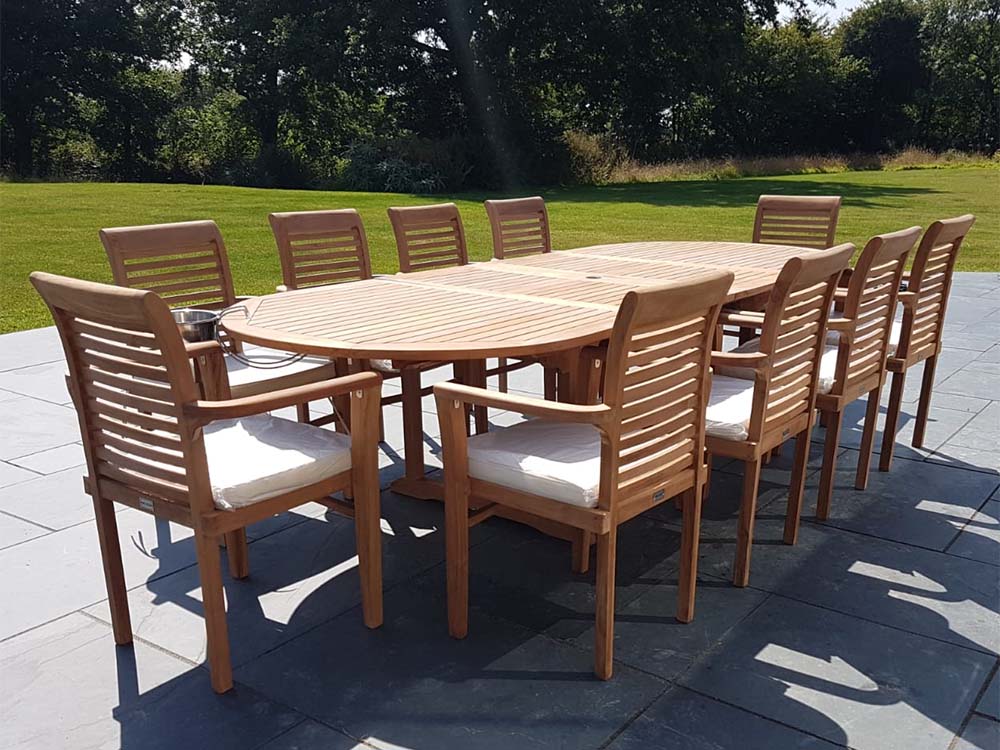 Superb 10 seat Teak Garden Dining Set. Ltd Offer. View now!