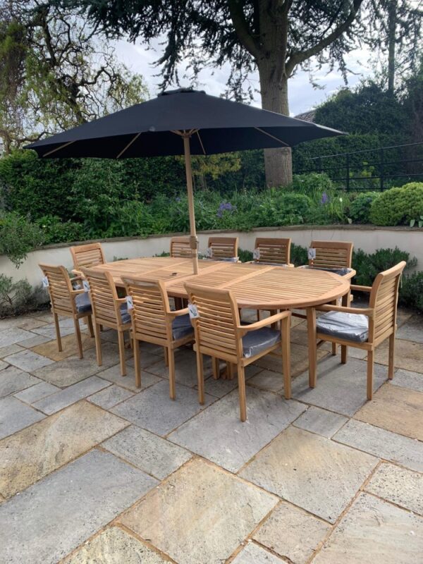 Superior Teak Garden Dining Set, Seats 10 Kingsley Smythe