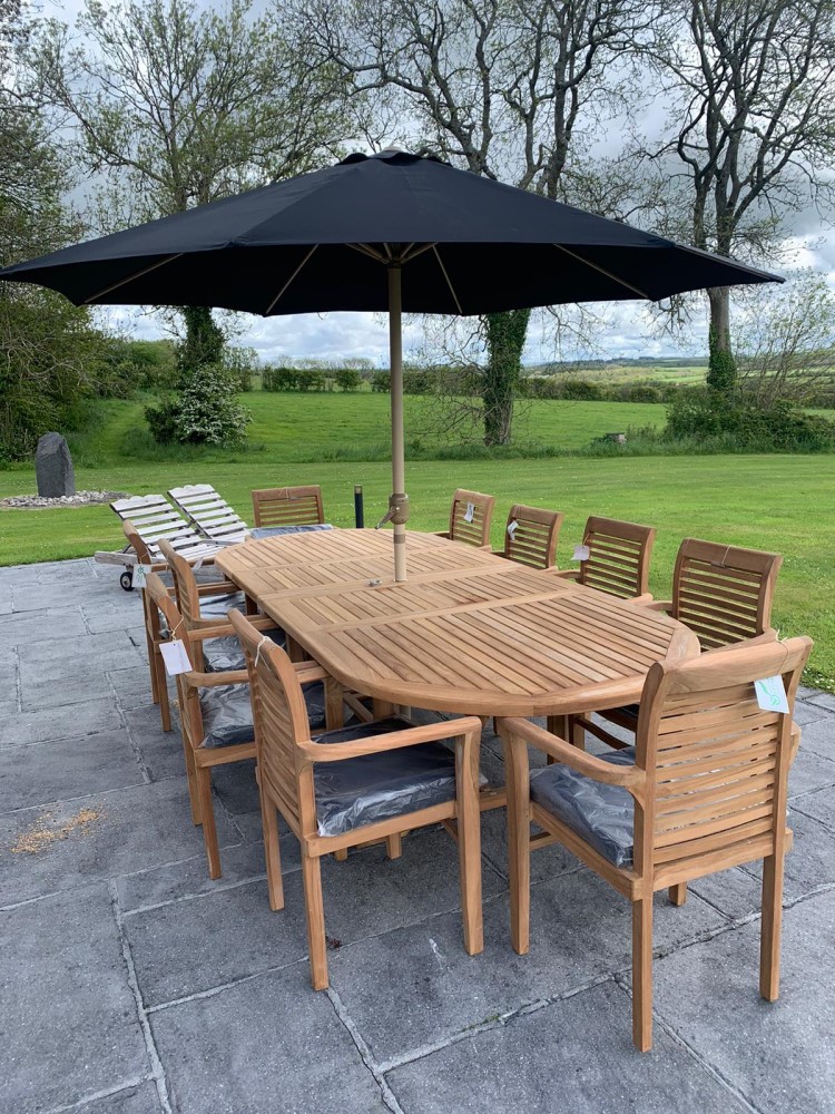Superior Teak Garden Dining Set, Seats 10 Kingsley Smythe