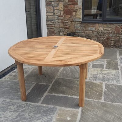 Large, teak garden dining table. Seats 8 - 10 people. From Kingsley Smythe